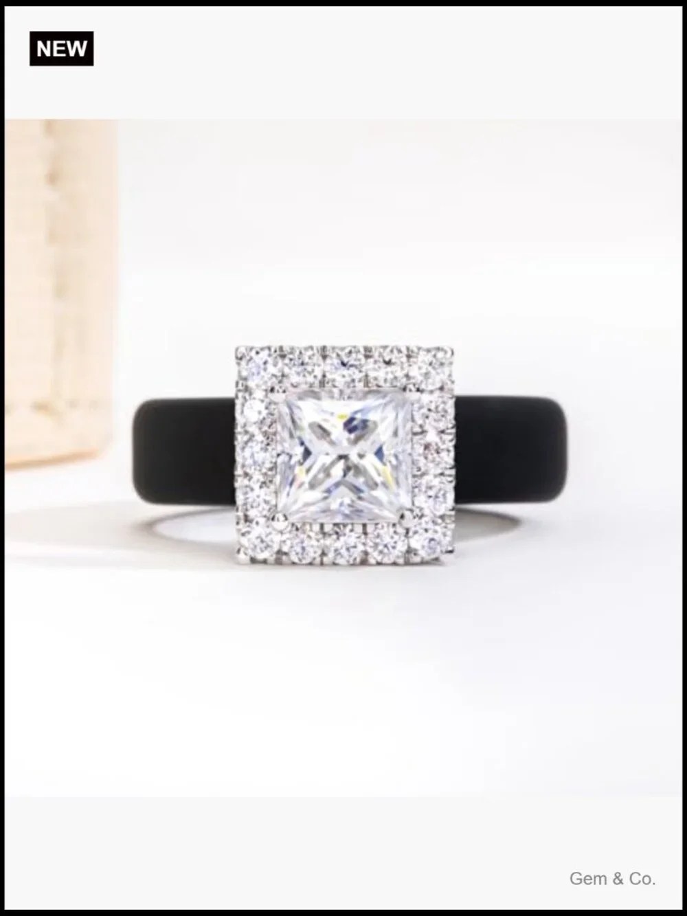 Moissanite Solitaire Ring 925 Sterling Silver Silicone Band
